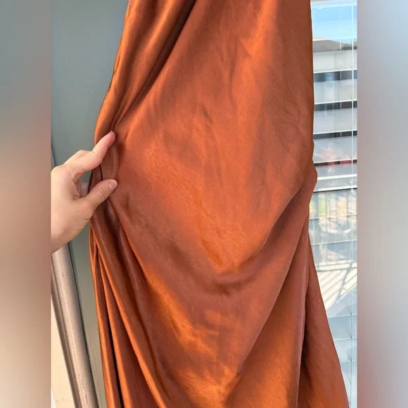 Hello Molly LIGHT MINDS SATIN MAXI DRESS CHOCOLATE halter neck twist back sz 4 - Picture 8 of 12